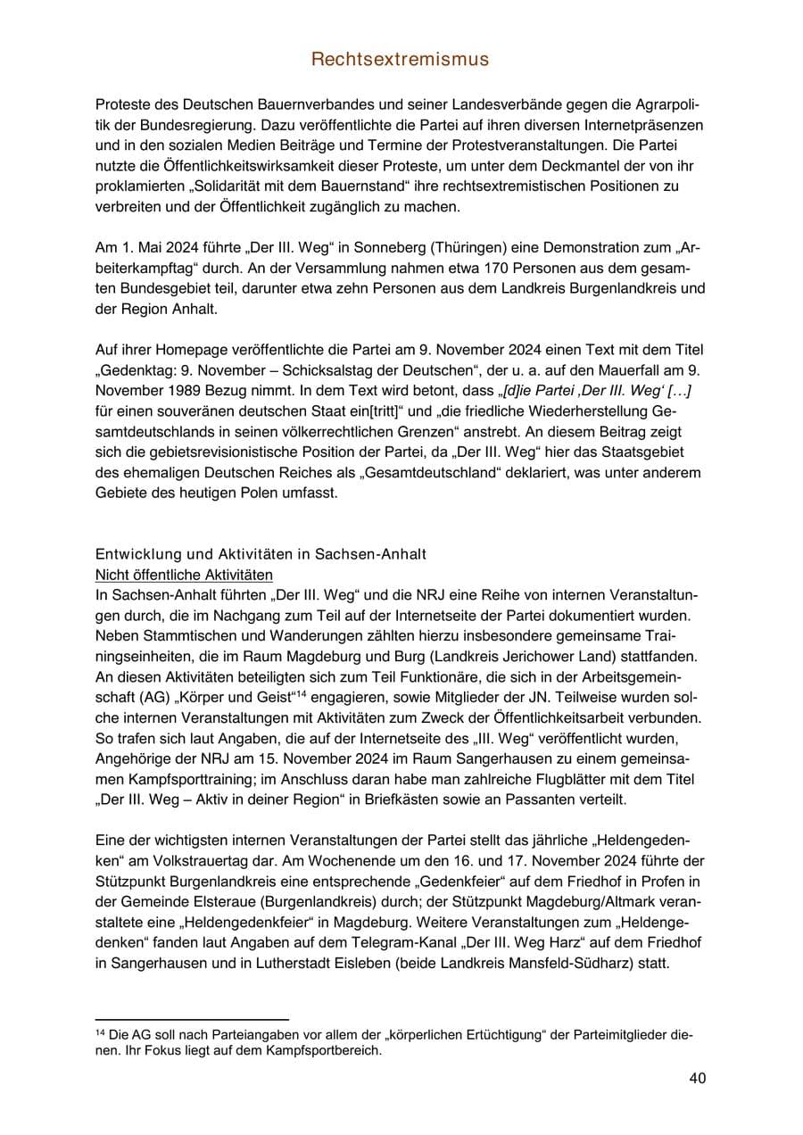 Seite 40 des Verfassungsschutzbericht 2024 Sachsen-Anhalt