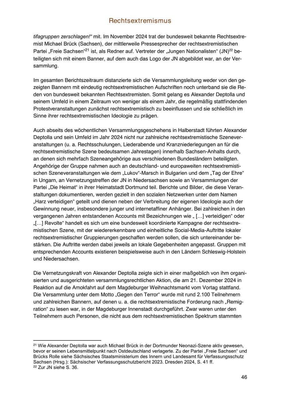 Seite 46 des Verfassungsschutzbericht 2024 Sachsen-Anhalt