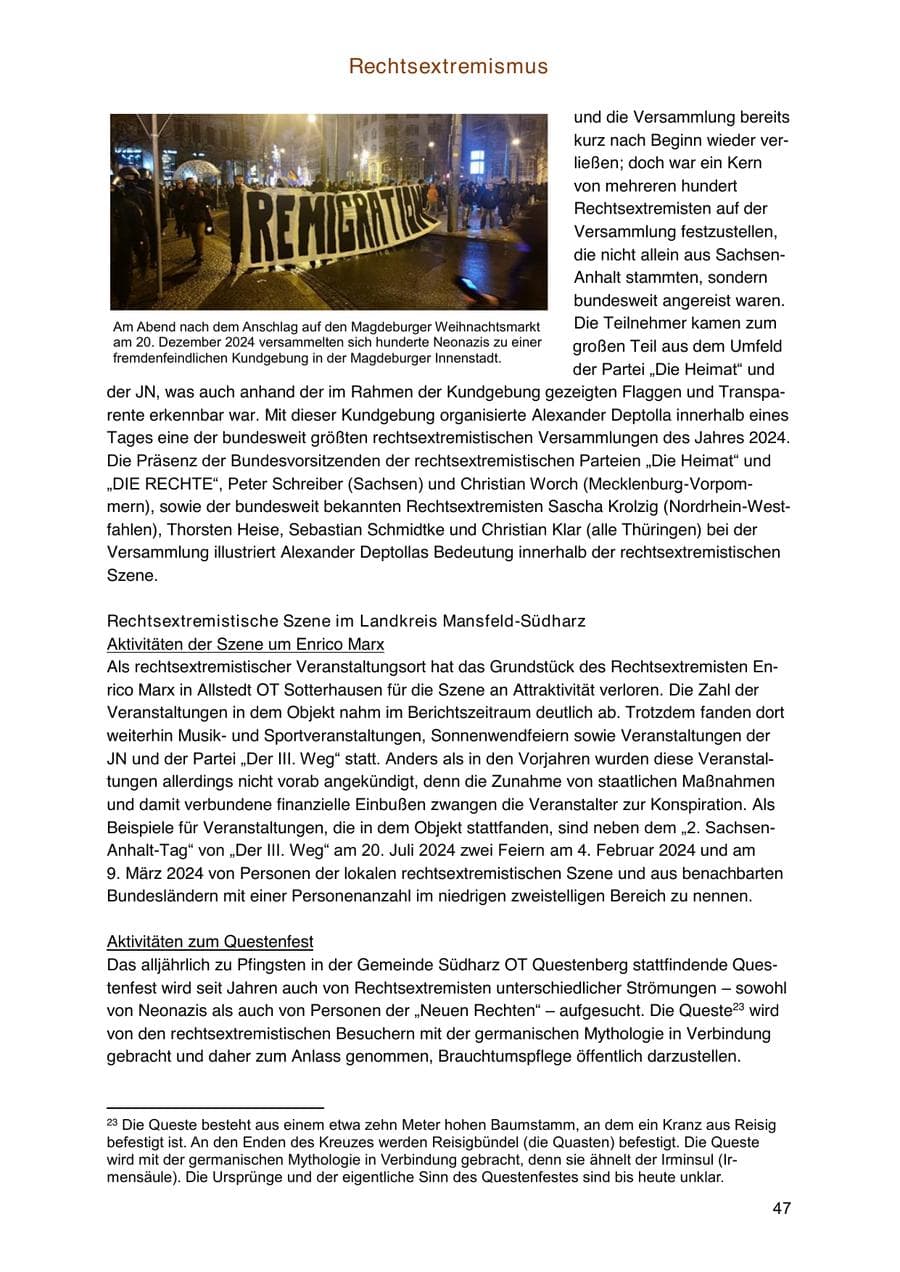 Seite 47 des Verfassungsschutzbericht 2024 Sachsen-Anhalt