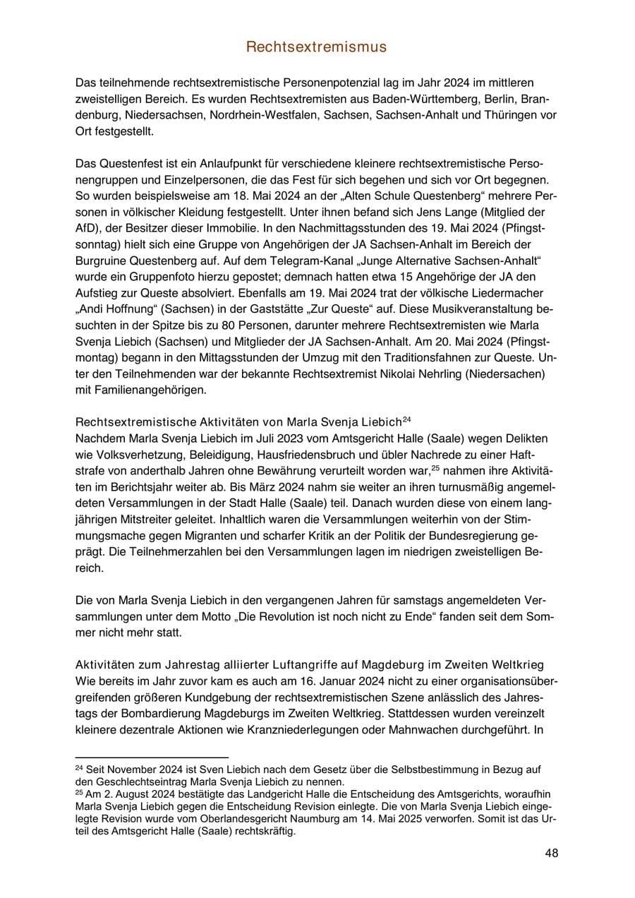 Seite 48 des Verfassungsschutzbericht 2024 Sachsen-Anhalt