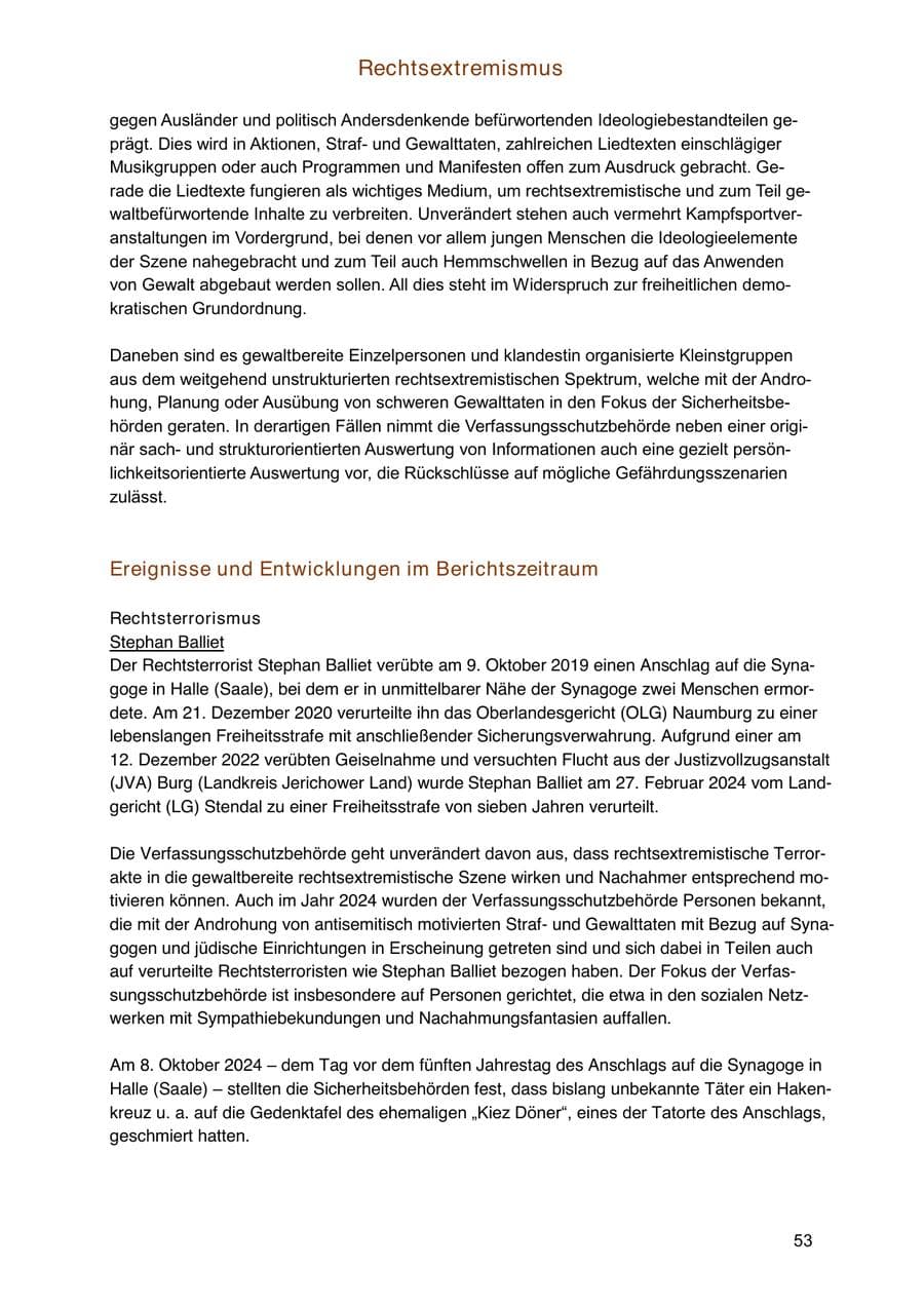 Seite 53 des Verfassungsschutzbericht 2024 Sachsen-Anhalt
