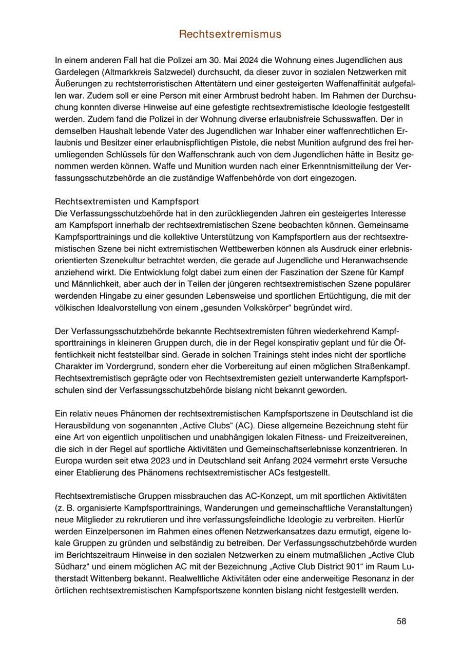 Seite 58 des Verfassungsschutzbericht 2024 Sachsen-Anhalt