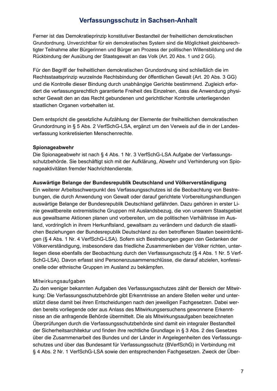 Seite 7 des Verfassungsschutzbericht 2024 Sachsen-Anhalt
