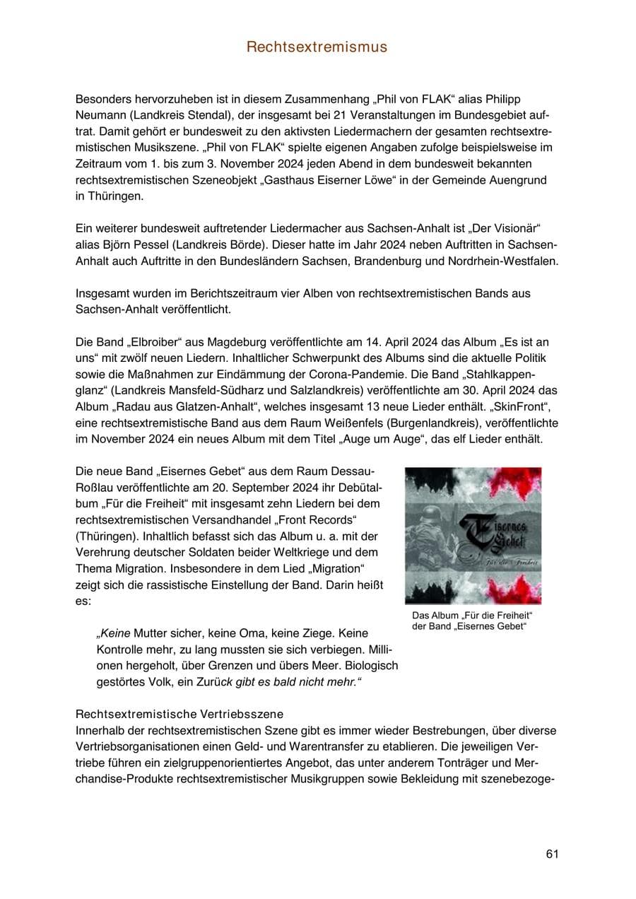 Seite 61 des Verfassungsschutzbericht 2024 Sachsen-Anhalt