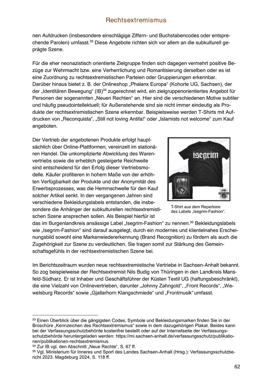 Seite 62 des Verfassungsschutzbericht 2024 Sachsen-Anhalt