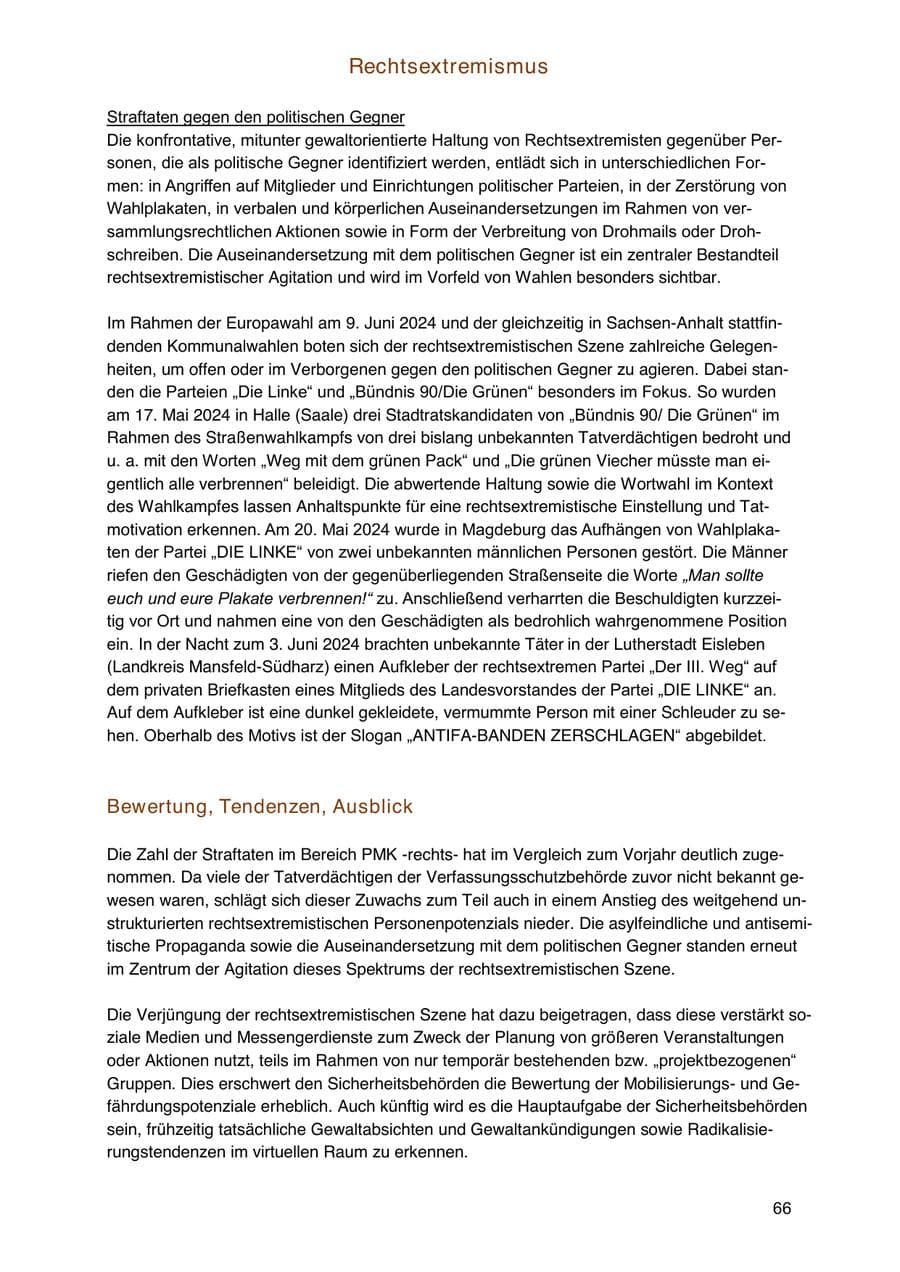 Seite 66 des Verfassungsschutzbericht 2024 Sachsen-Anhalt