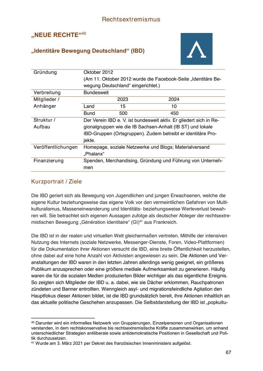 Seite 67 des Verfassungsschutzbericht 2024 Sachsen-Anhalt