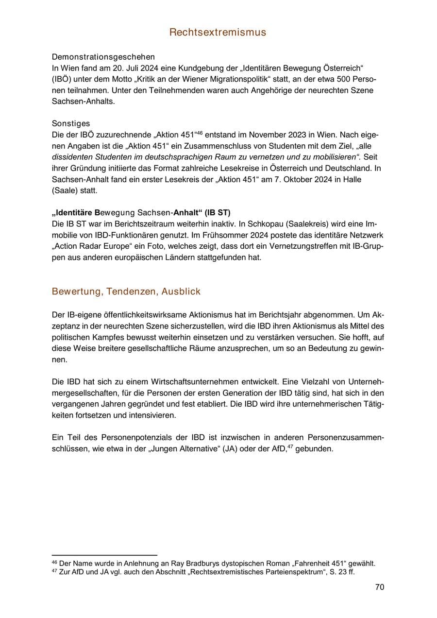 Seite 70 des Verfassungsschutzbericht 2024 Sachsen-Anhalt