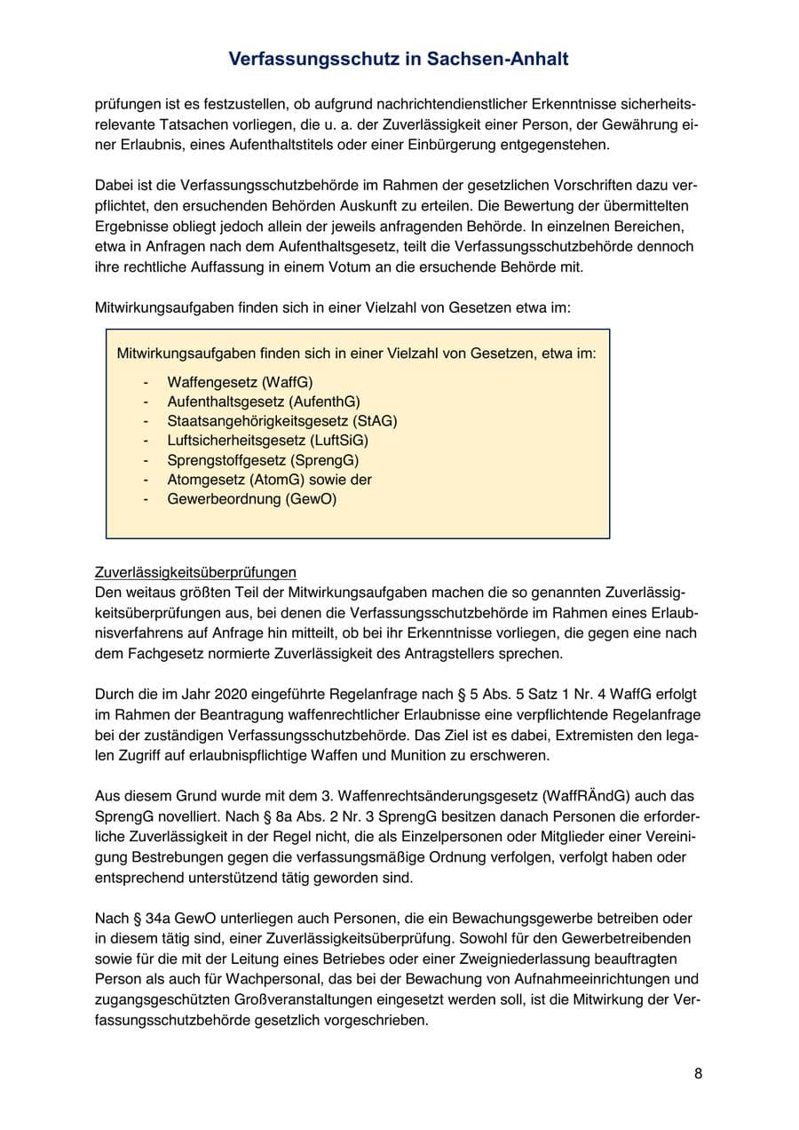 Seite 8 des Verfassungsschutzbericht 2024 Sachsen-Anhalt
