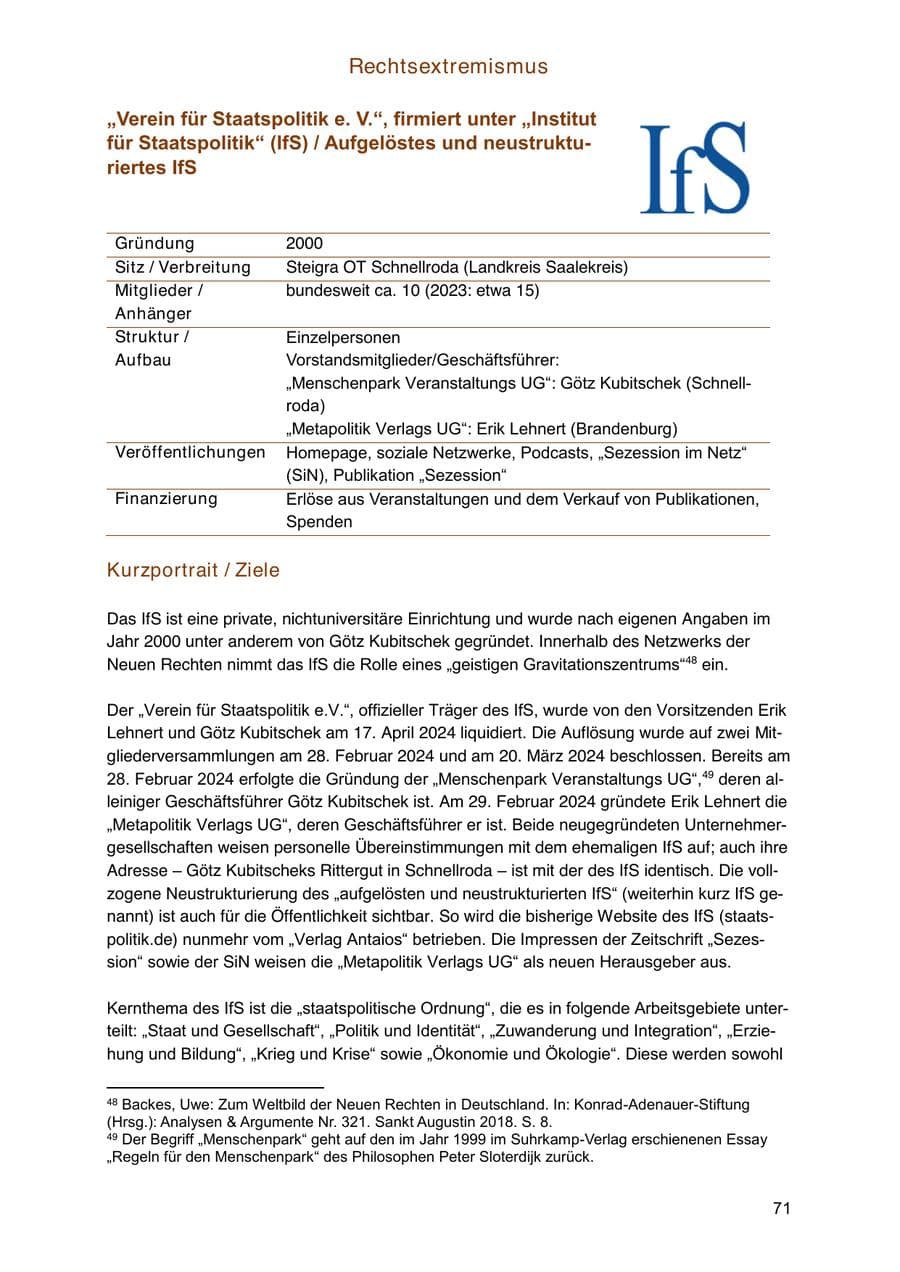 Seite 71 des Verfassungsschutzbericht 2024 Sachsen-Anhalt