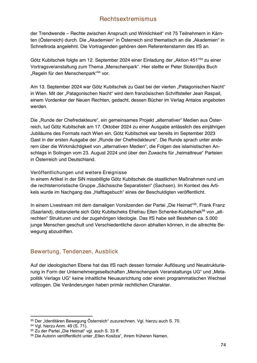 Seite 74 des Verfassungsschutzbericht 2024 Sachsen-Anhalt
