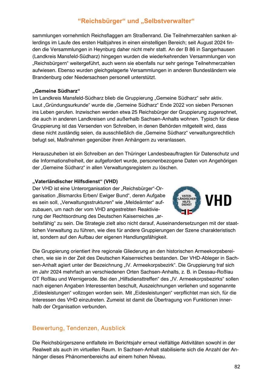 Seite 82 des Verfassungsschutzbericht 2024 Sachsen-Anhalt