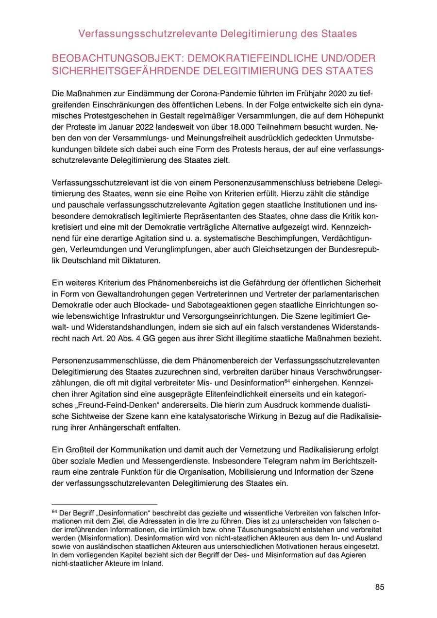 Seite 85 des Verfassungsschutzbericht 2024 Sachsen-Anhalt