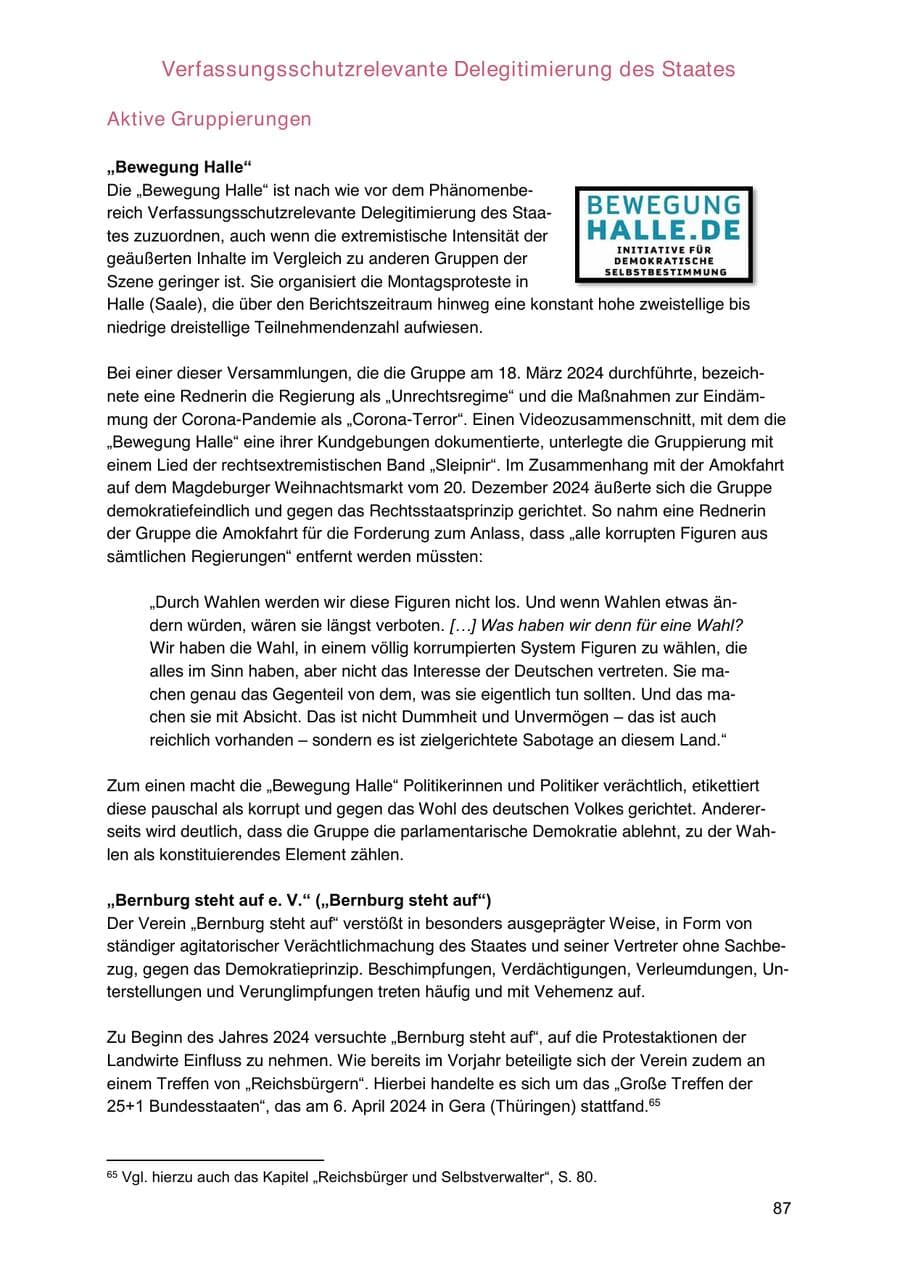 Seite 87 des Verfassungsschutzbericht 2024 Sachsen-Anhalt