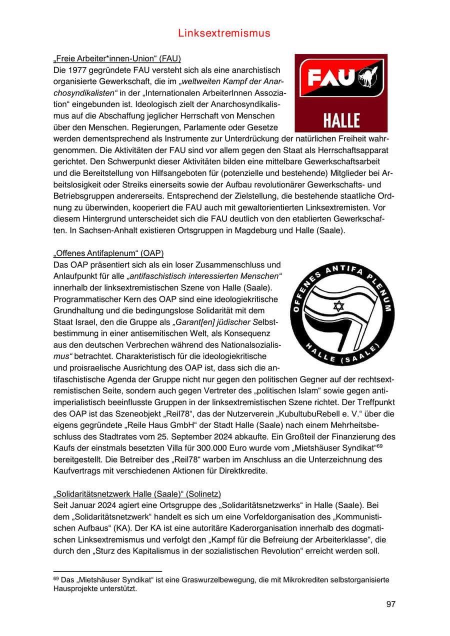Seite 97 des Verfassungsschutzbericht 2024 Sachsen-Anhalt