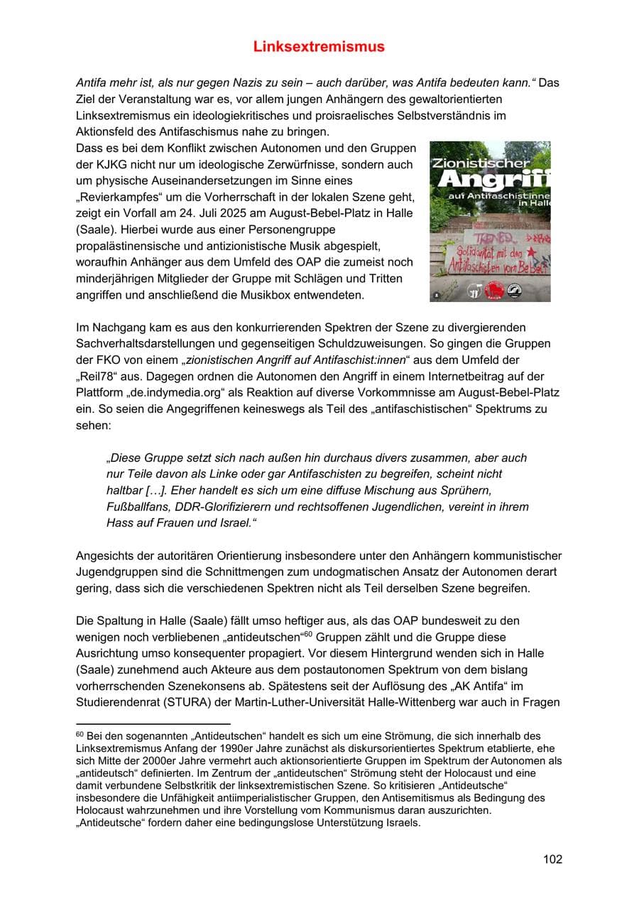 Seite 102 des Verfassungsschutzbericht 2025 Sachsen-Anhalt