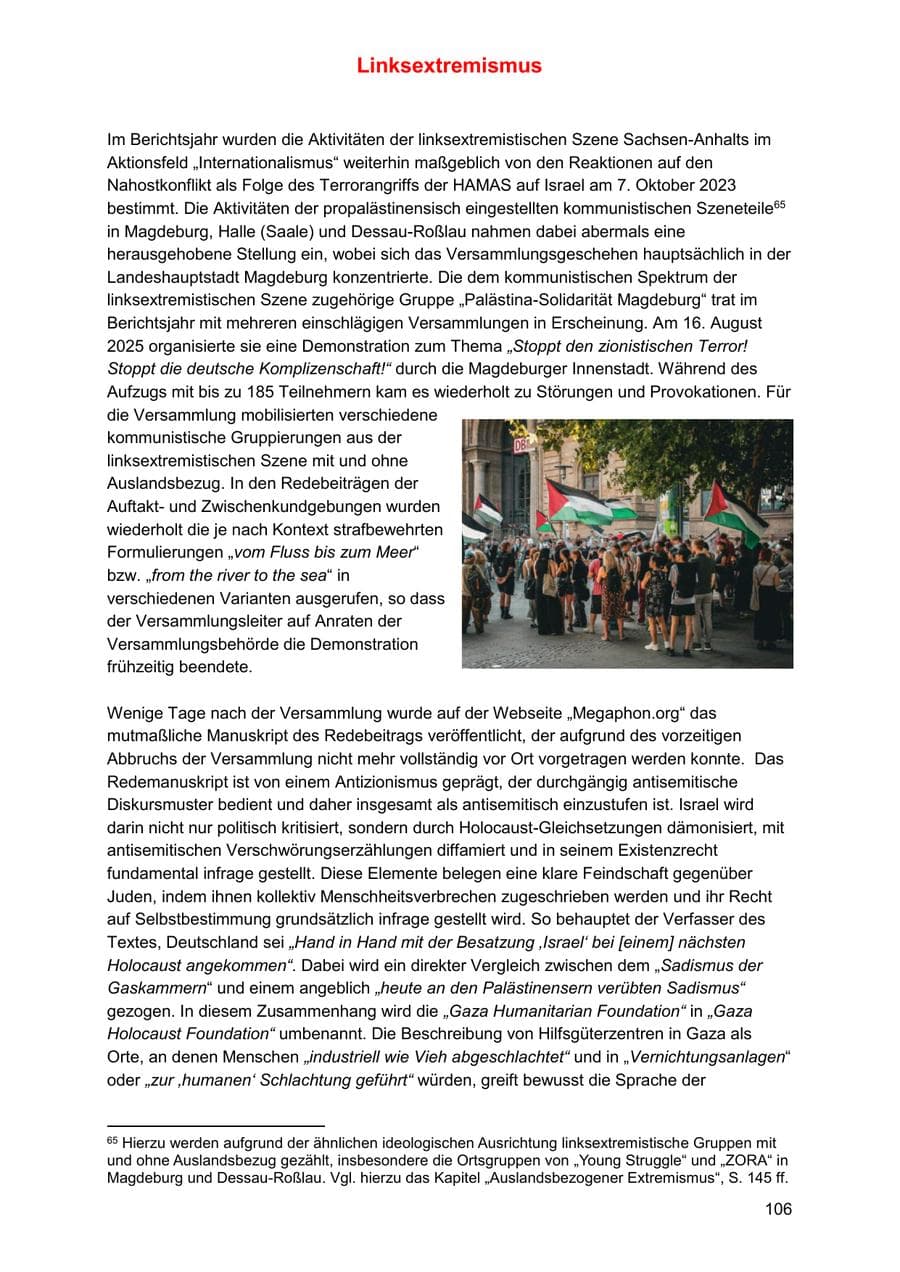 Seite 106 des Verfassungsschutzbericht 2025 Sachsen-Anhalt