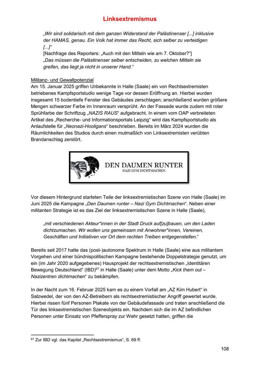 Seite 108 des Verfassungsschutzbericht 2025 Sachsen-Anhalt