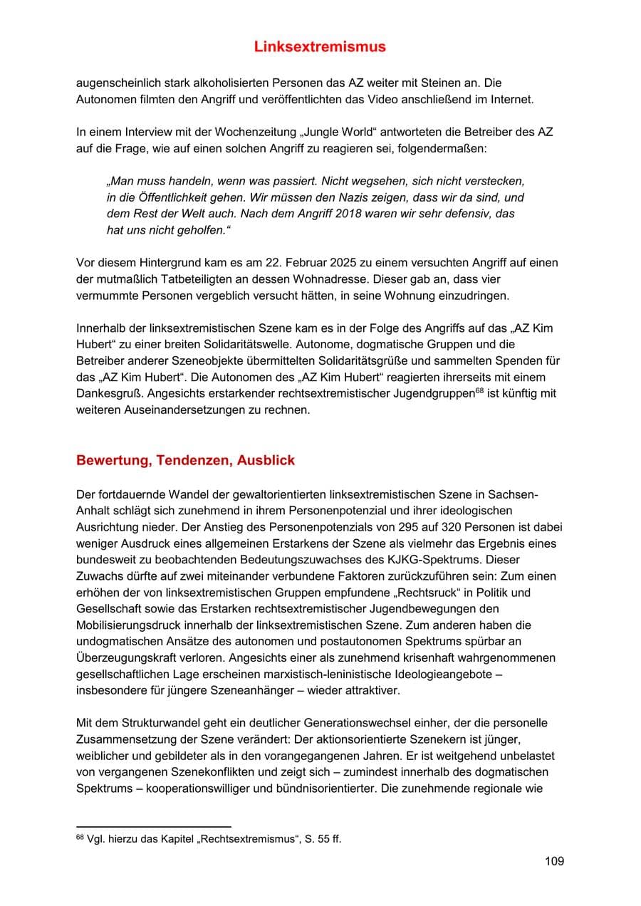 Seite 109 des Verfassungsschutzbericht 2025 Sachsen-Anhalt