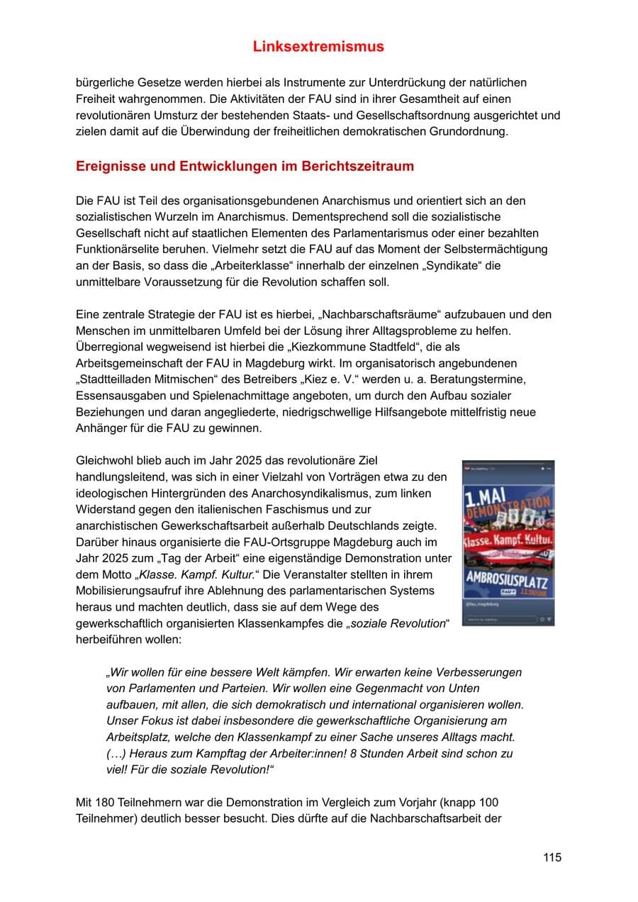 Seite 115 des Verfassungsschutzbericht 2025 Sachsen-Anhalt