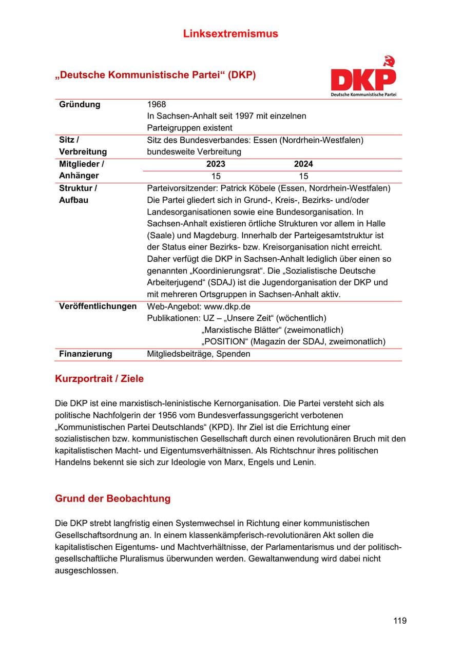 Seite 119 des Verfassungsschutzbericht 2025 Sachsen-Anhalt