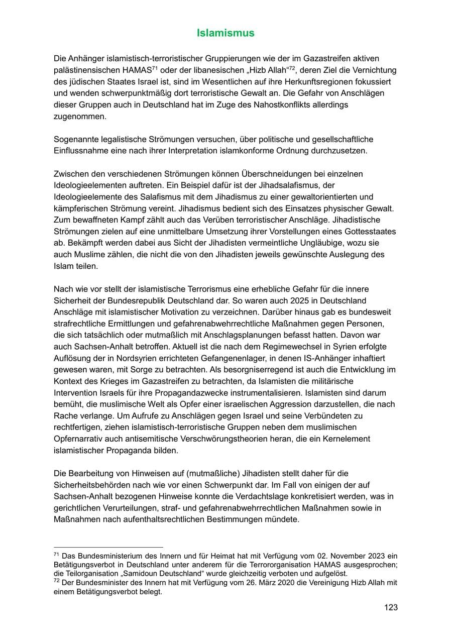 Seite 123 des Verfassungsschutzbericht 2025 Sachsen-Anhalt