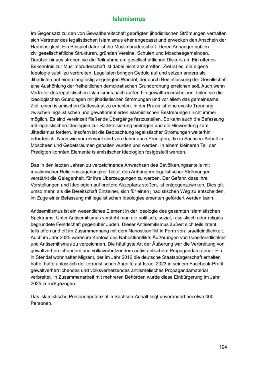 Seite 124 des Verfassungsschutzbericht 2025 Sachsen-Anhalt