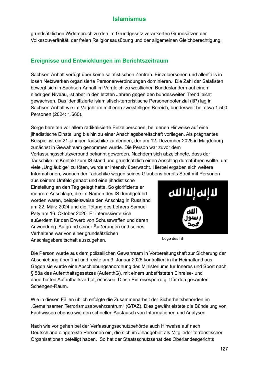 Seite 127 des Verfassungsschutzbericht 2025 Sachsen-Anhalt