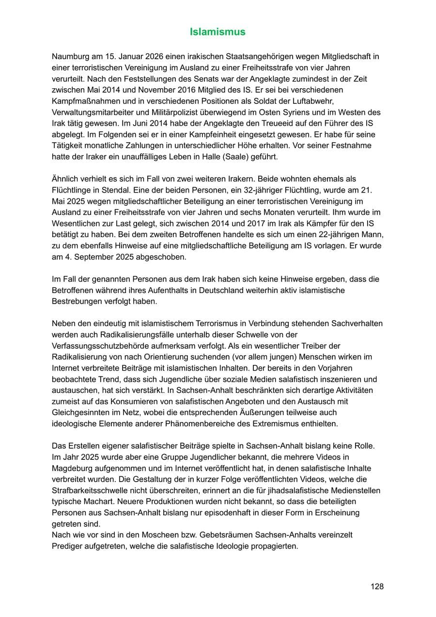 Seite 128 des Verfassungsschutzbericht 2025 Sachsen-Anhalt