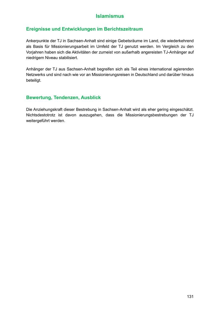 Seite 131 des Verfassungsschutzbericht 2025 Sachsen-Anhalt