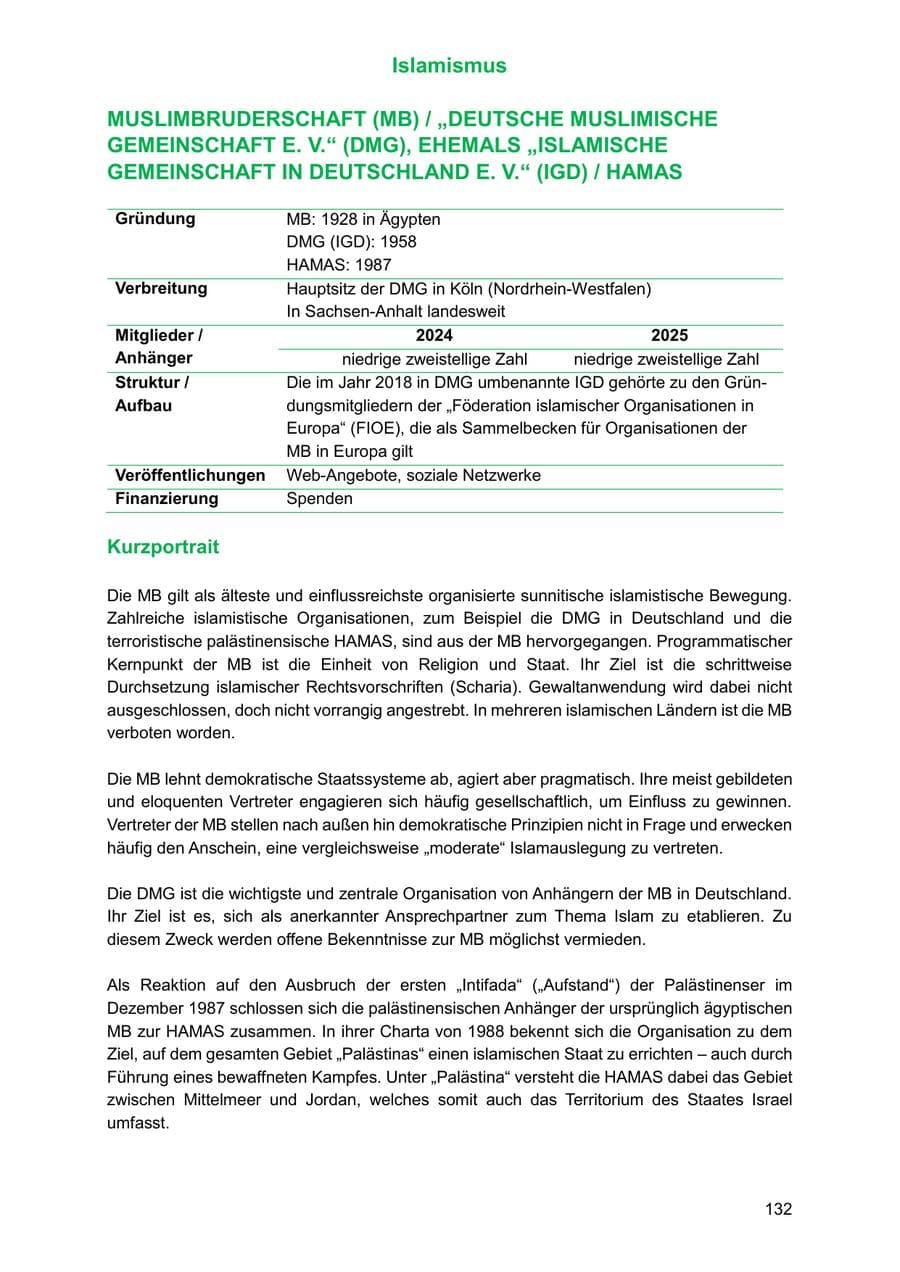 Seite 132 des Verfassungsschutzbericht 2025 Sachsen-Anhalt