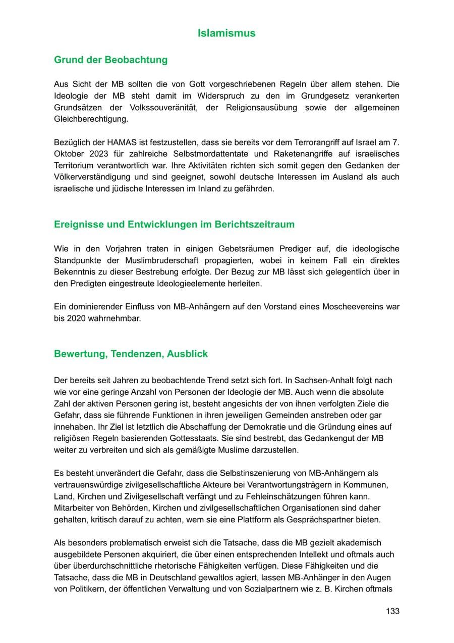 Seite 133 des Verfassungsschutzbericht 2025 Sachsen-Anhalt