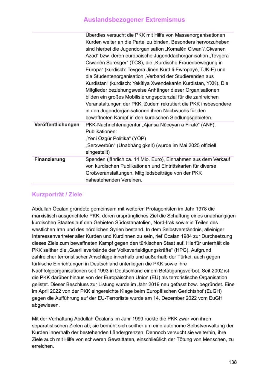 Seite 138 des Verfassungsschutzbericht 2025 Sachsen-Anhalt