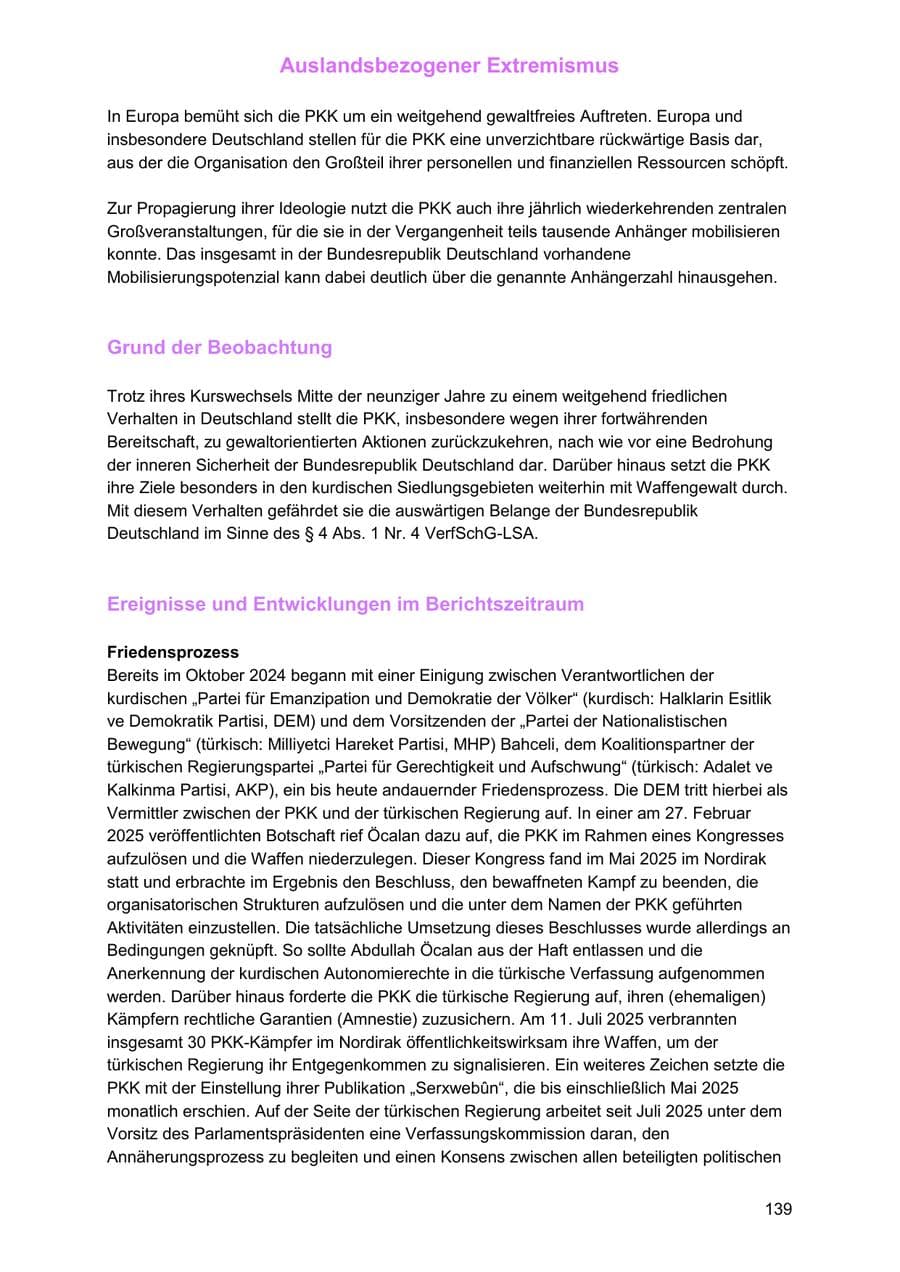 Seite 139 des Verfassungsschutzbericht 2025 Sachsen-Anhalt
