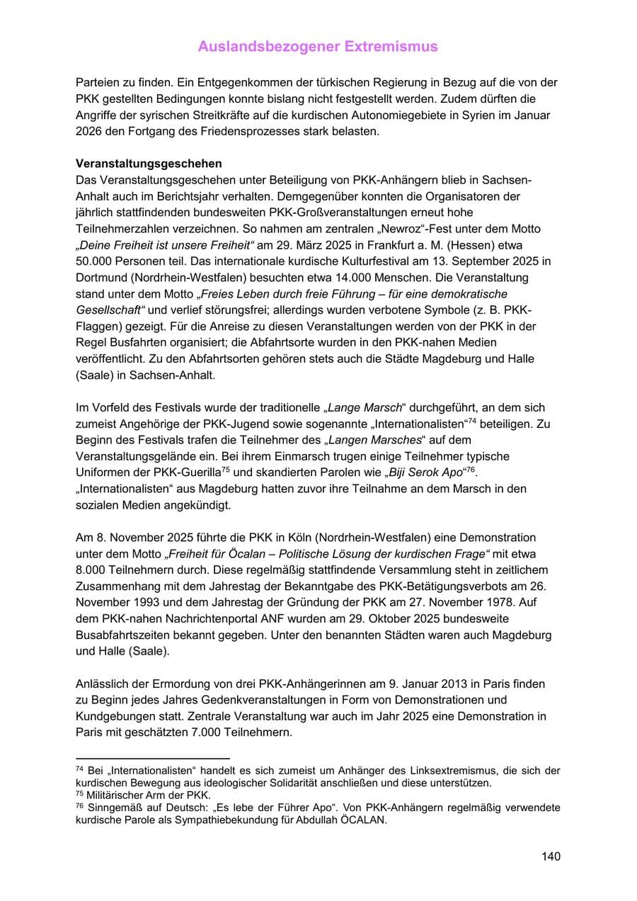 Seite 140 des Verfassungsschutzbericht 2025 Sachsen-Anhalt