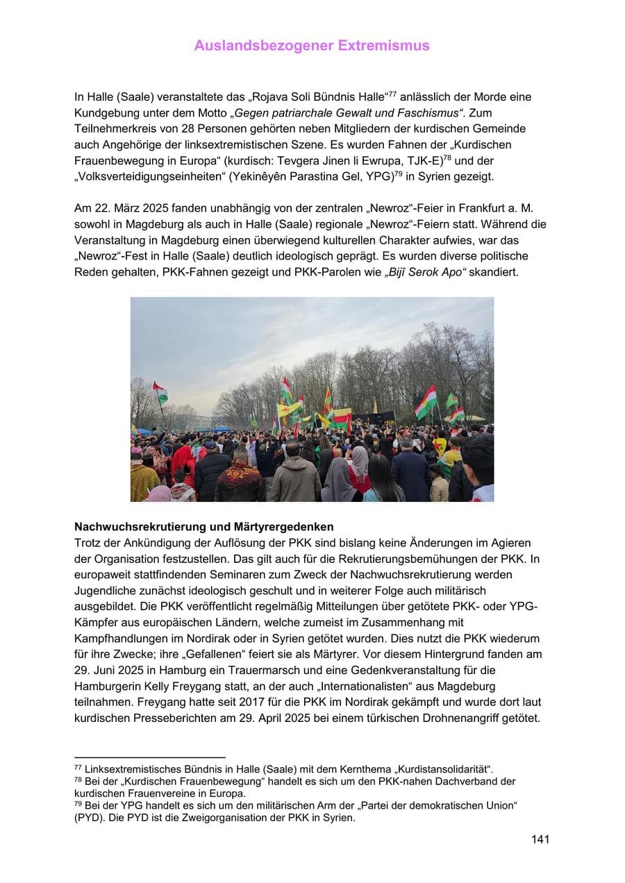 Seite 141 des Verfassungsschutzbericht 2025 Sachsen-Anhalt
