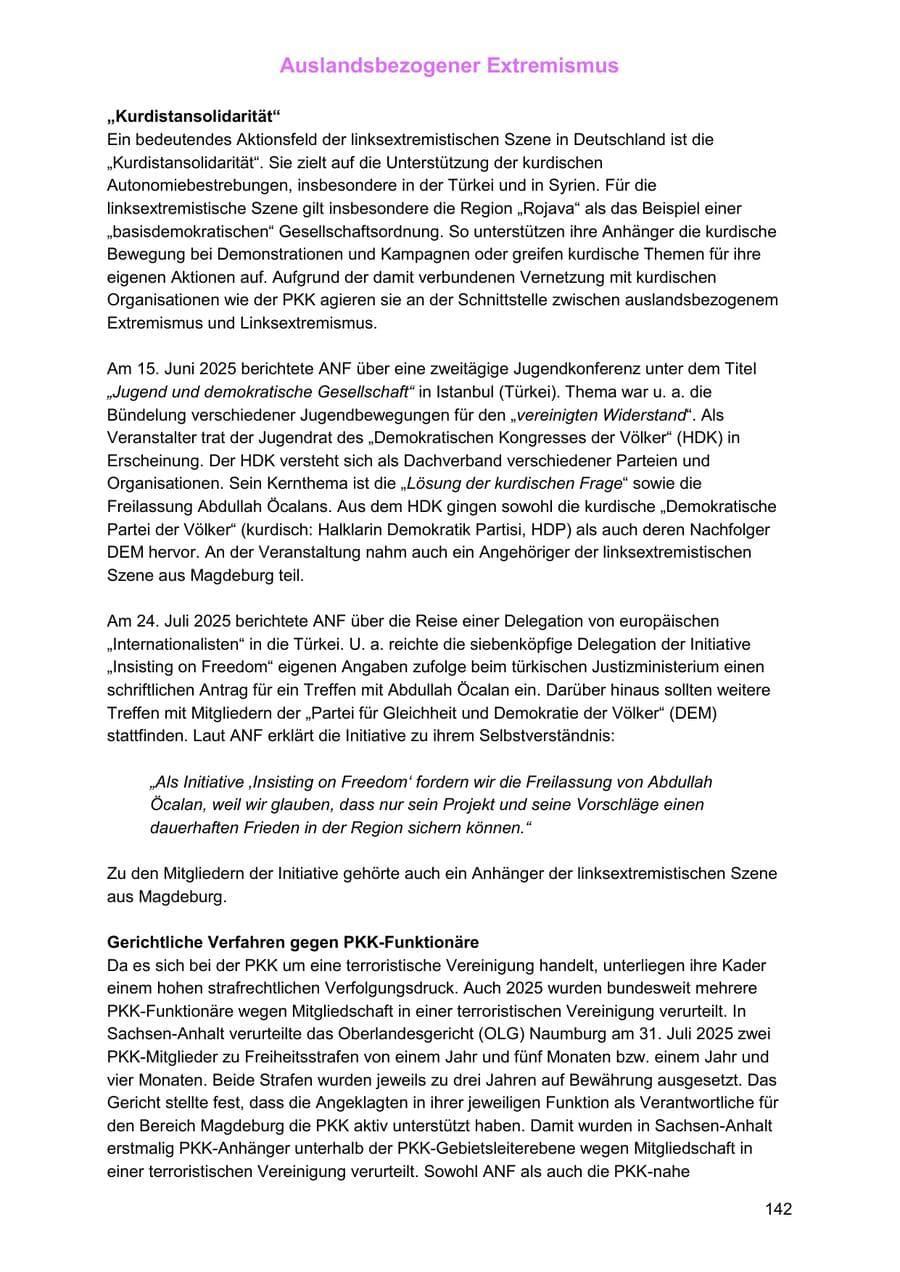 Seite 142 des Verfassungsschutzbericht 2025 Sachsen-Anhalt