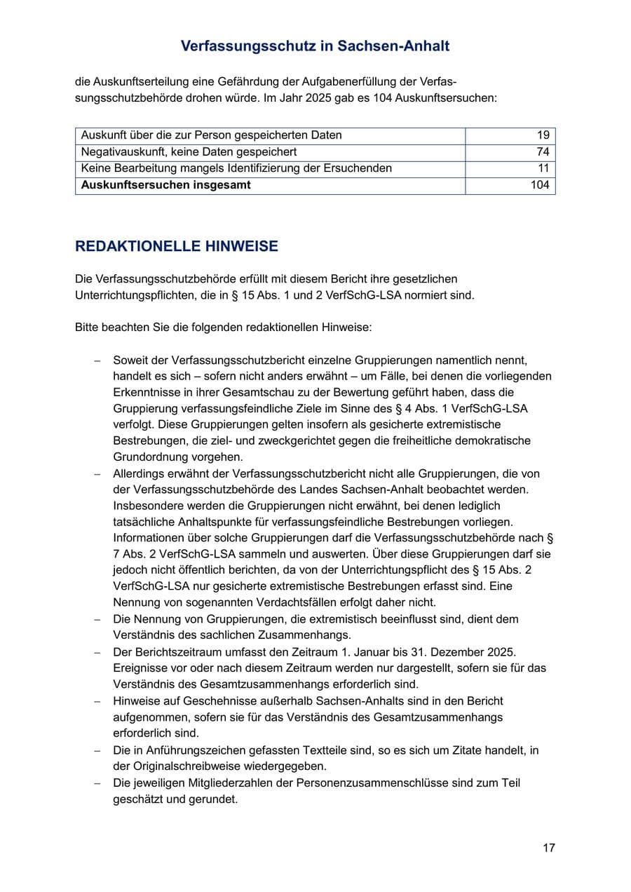 Seite 17 des Verfassungsschutzbericht 2025 Sachsen-Anhalt