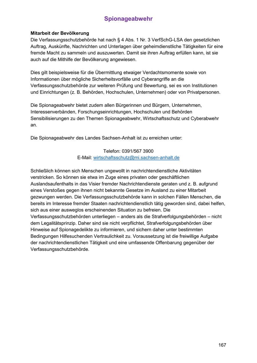 Seite 167 des Verfassungsschutzbericht 2025 Sachsen-Anhalt