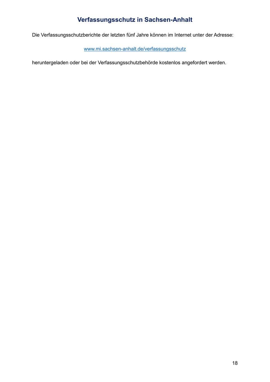 Seite 18 des Verfassungsschutzbericht 2025 Sachsen-Anhalt