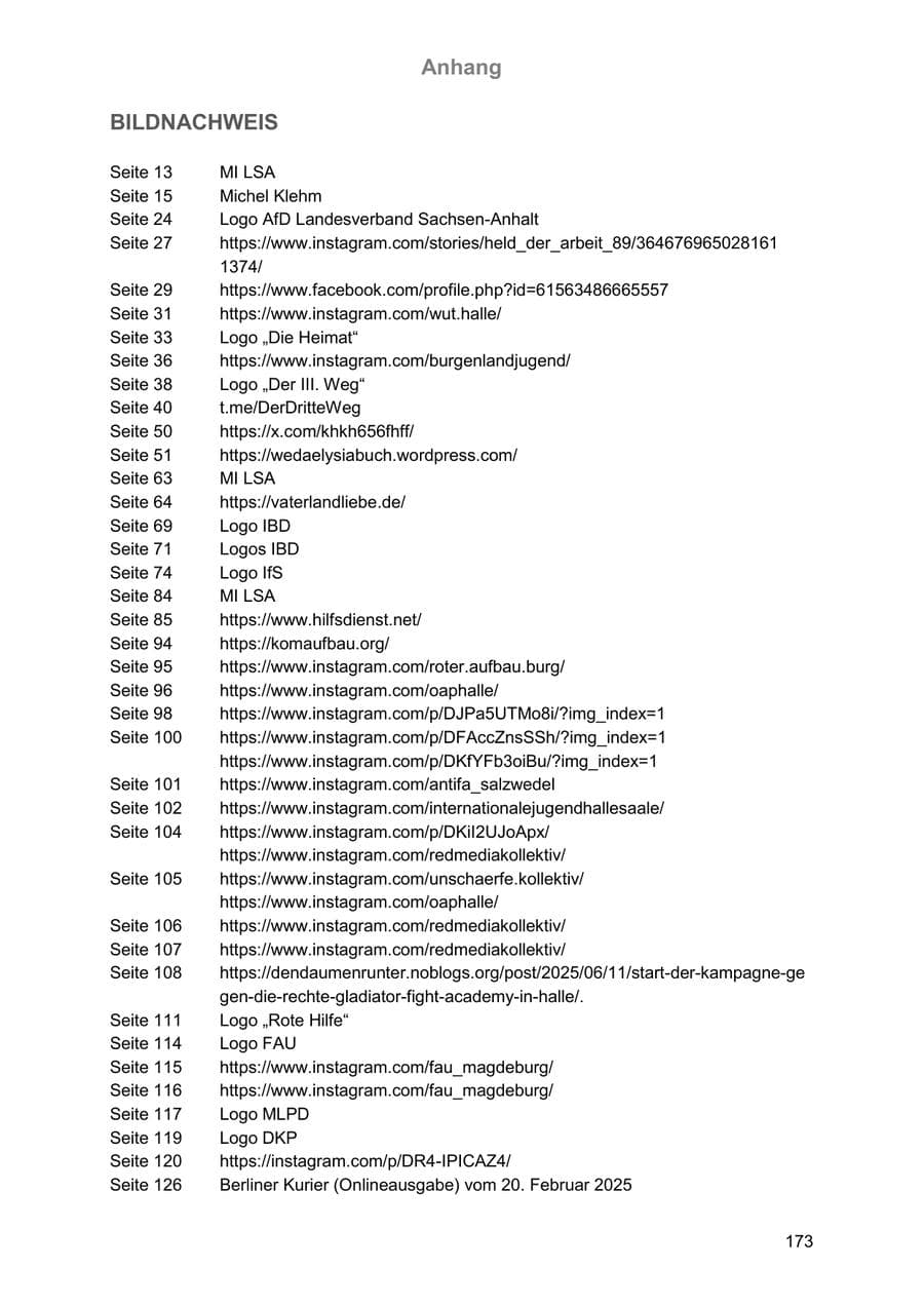 Seite 173 des Verfassungsschutzbericht 2025 Sachsen-Anhalt