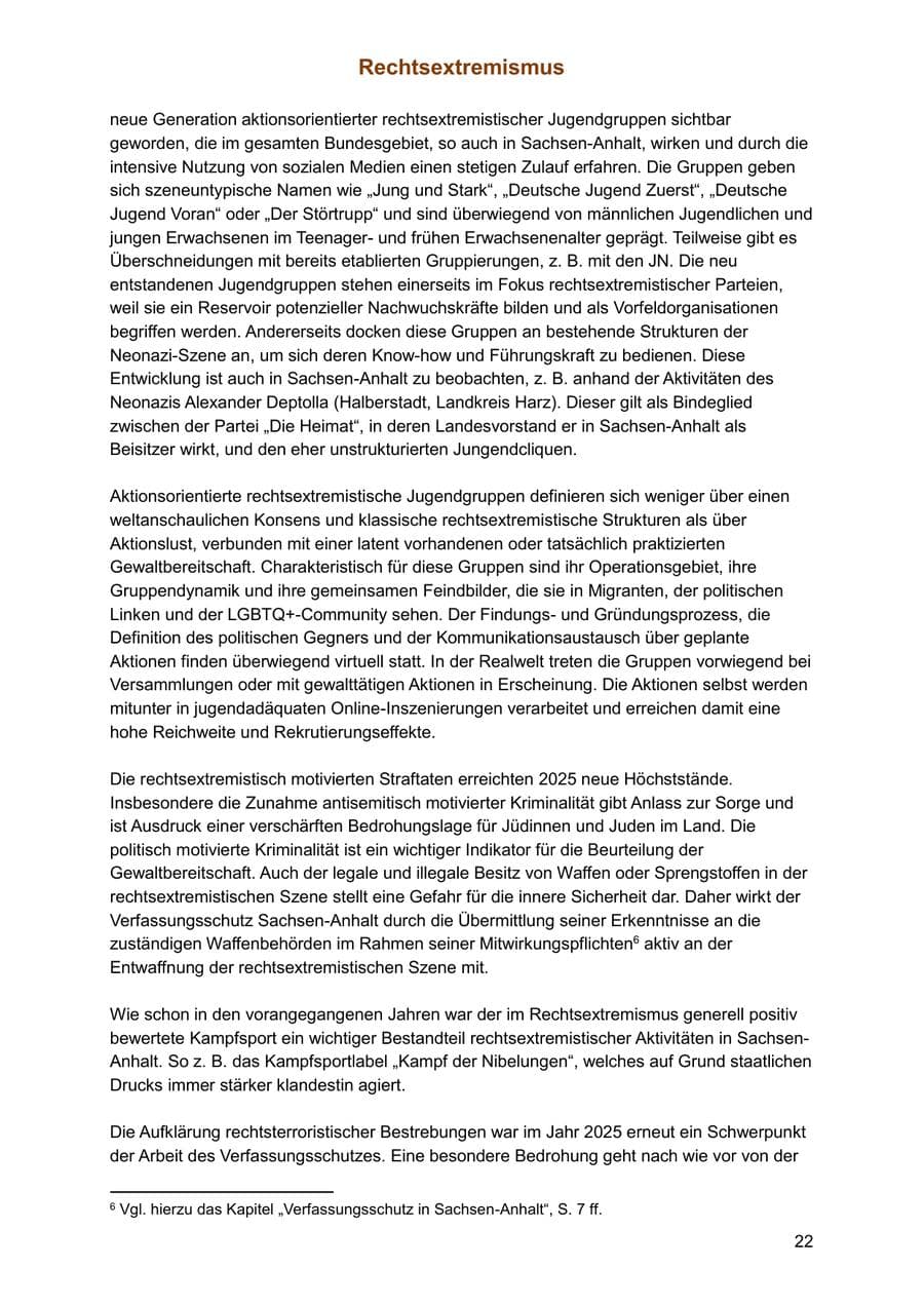 Seite 22 des Verfassungsschutzbericht 2025 Sachsen-Anhalt