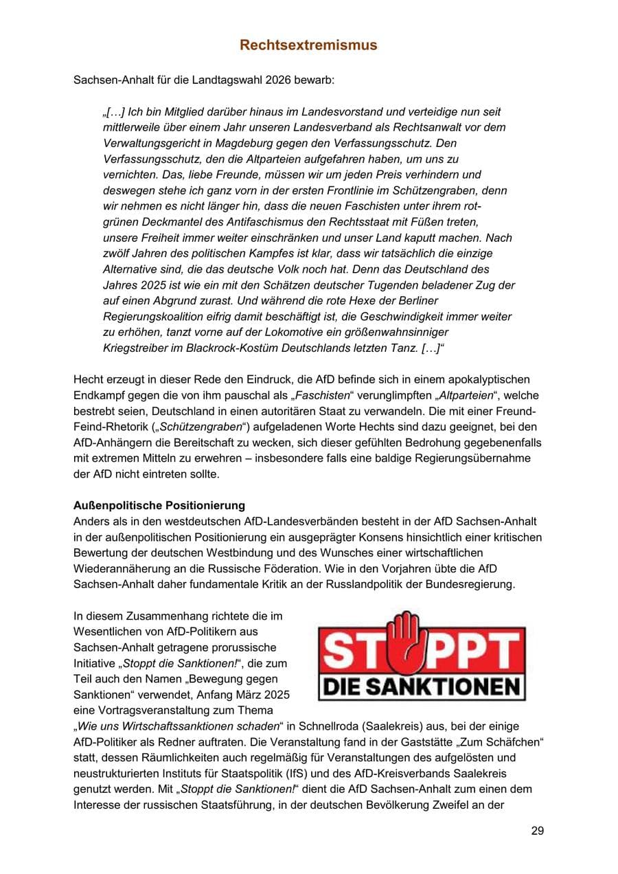 Seite 29 des Verfassungsschutzbericht 2025 Sachsen-Anhalt