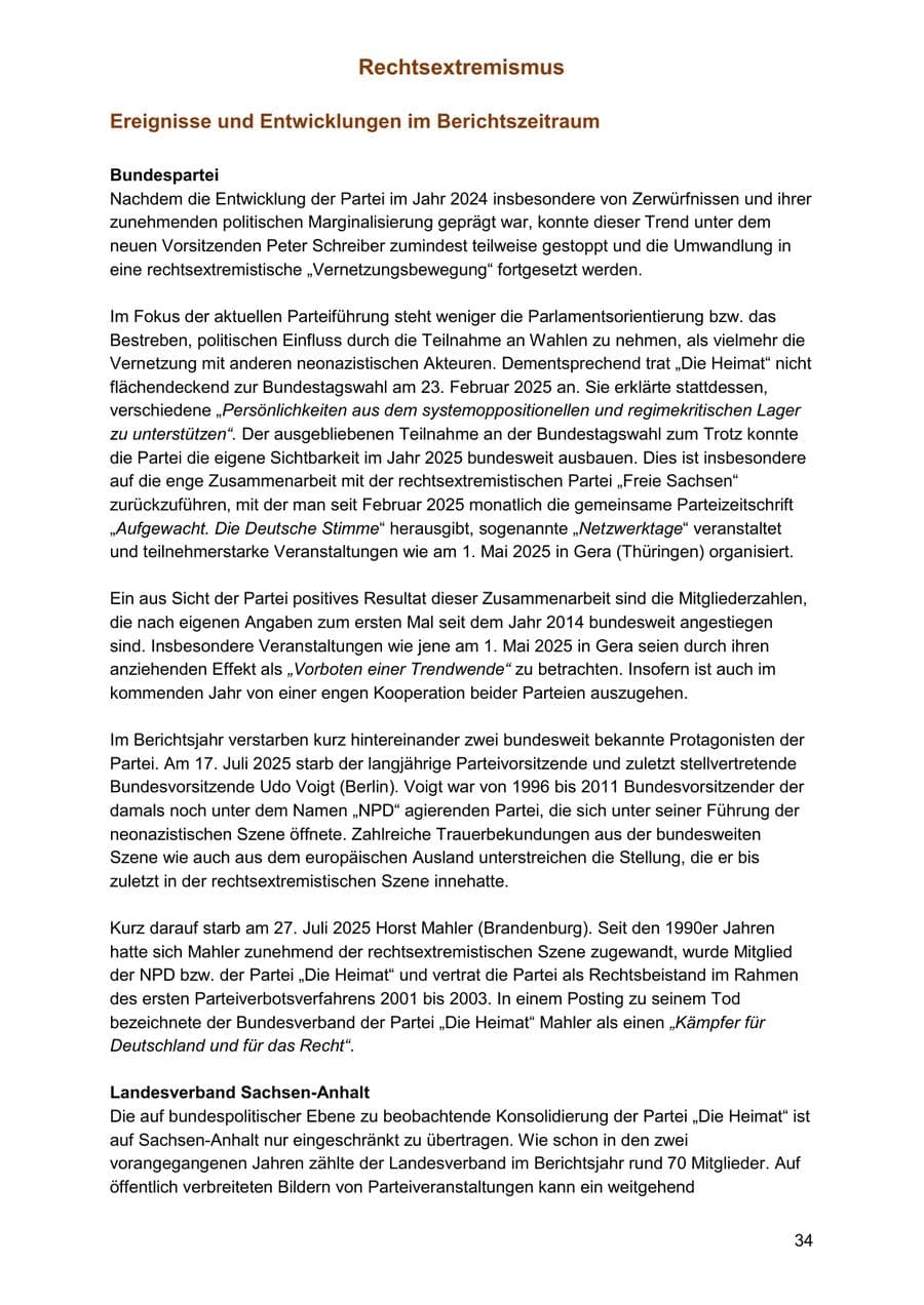 Seite 34 des Verfassungsschutzbericht 2025 Sachsen-Anhalt