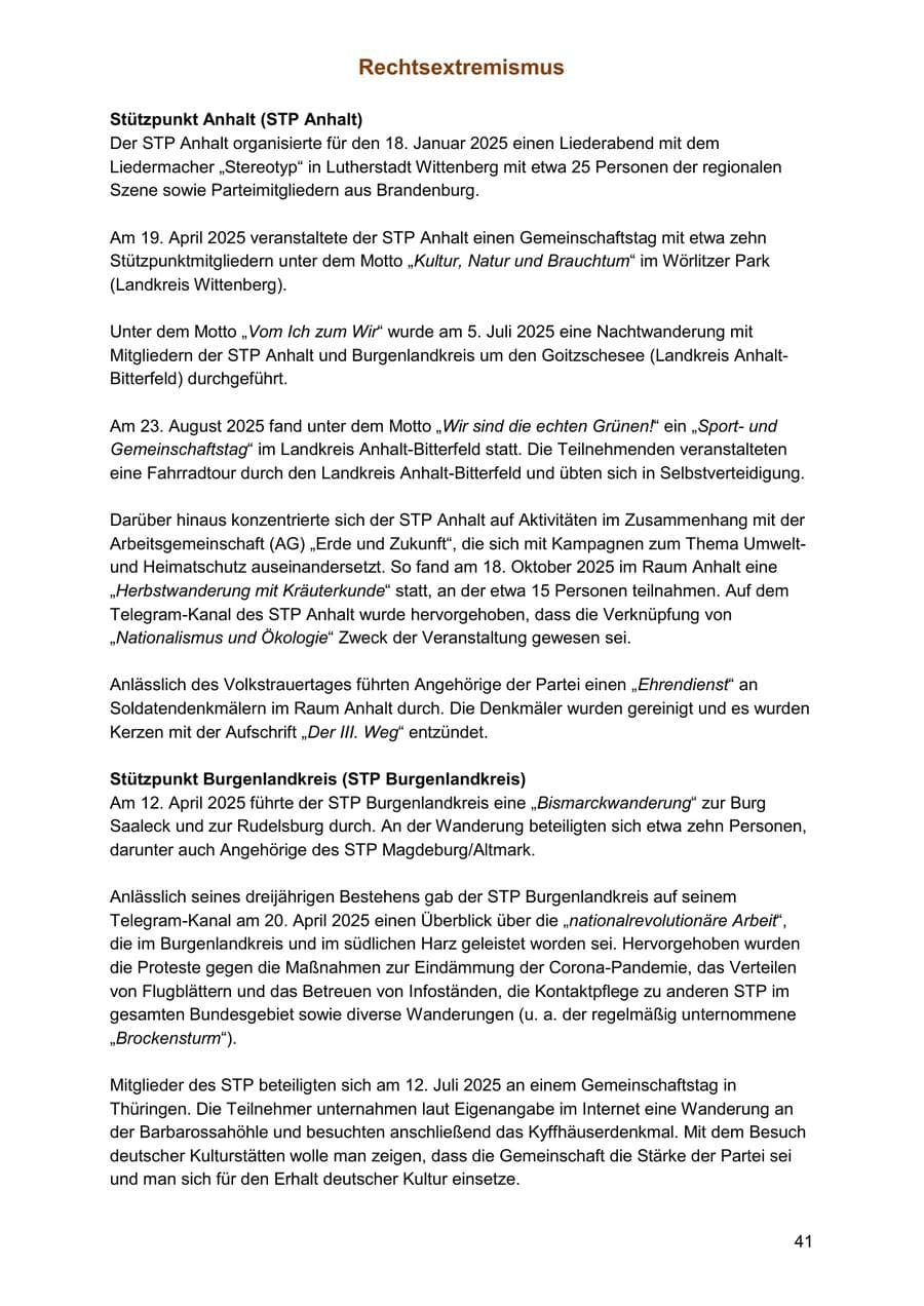Seite 41 des Verfassungsschutzbericht 2025 Sachsen-Anhalt