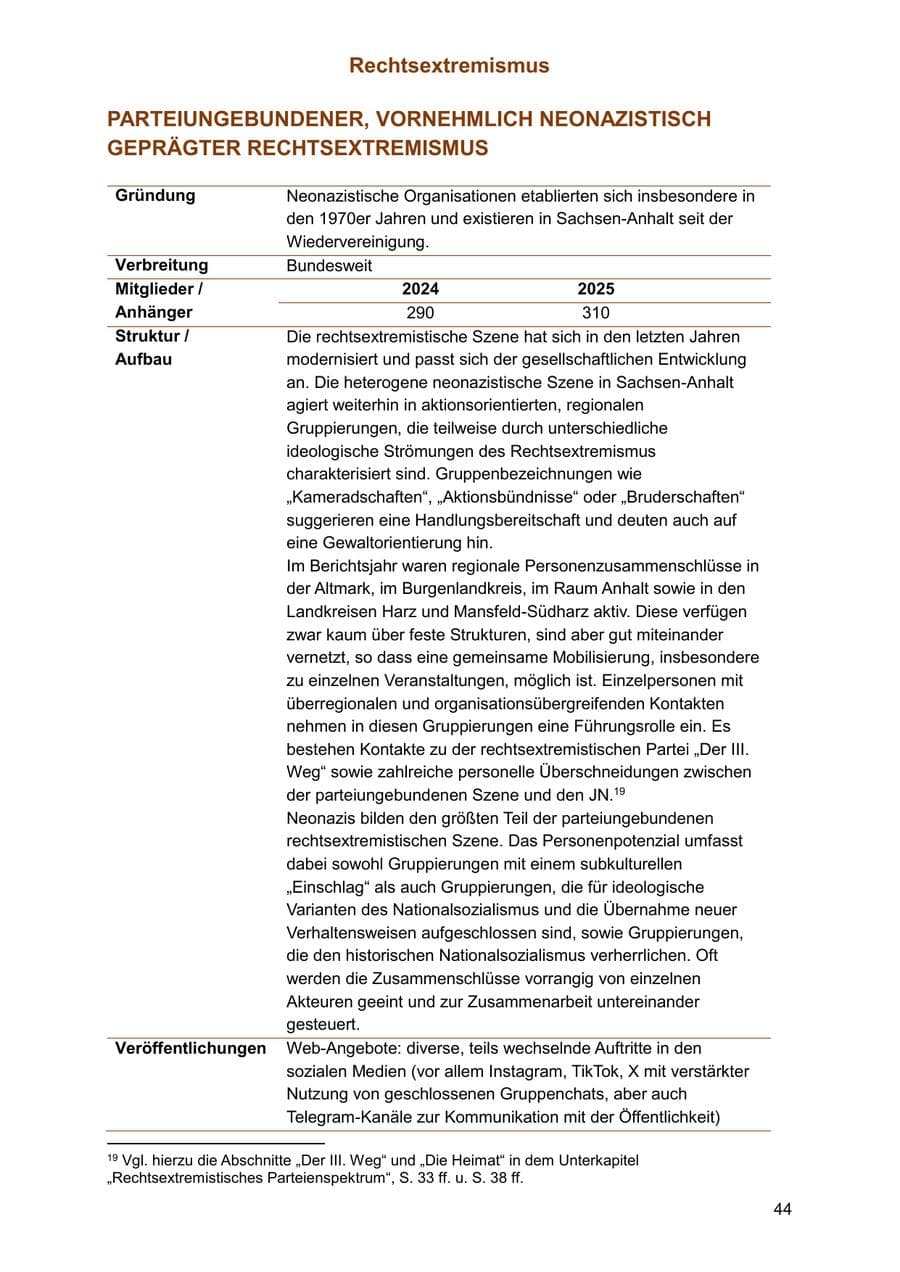 Seite 44 des Verfassungsschutzbericht 2025 Sachsen-Anhalt