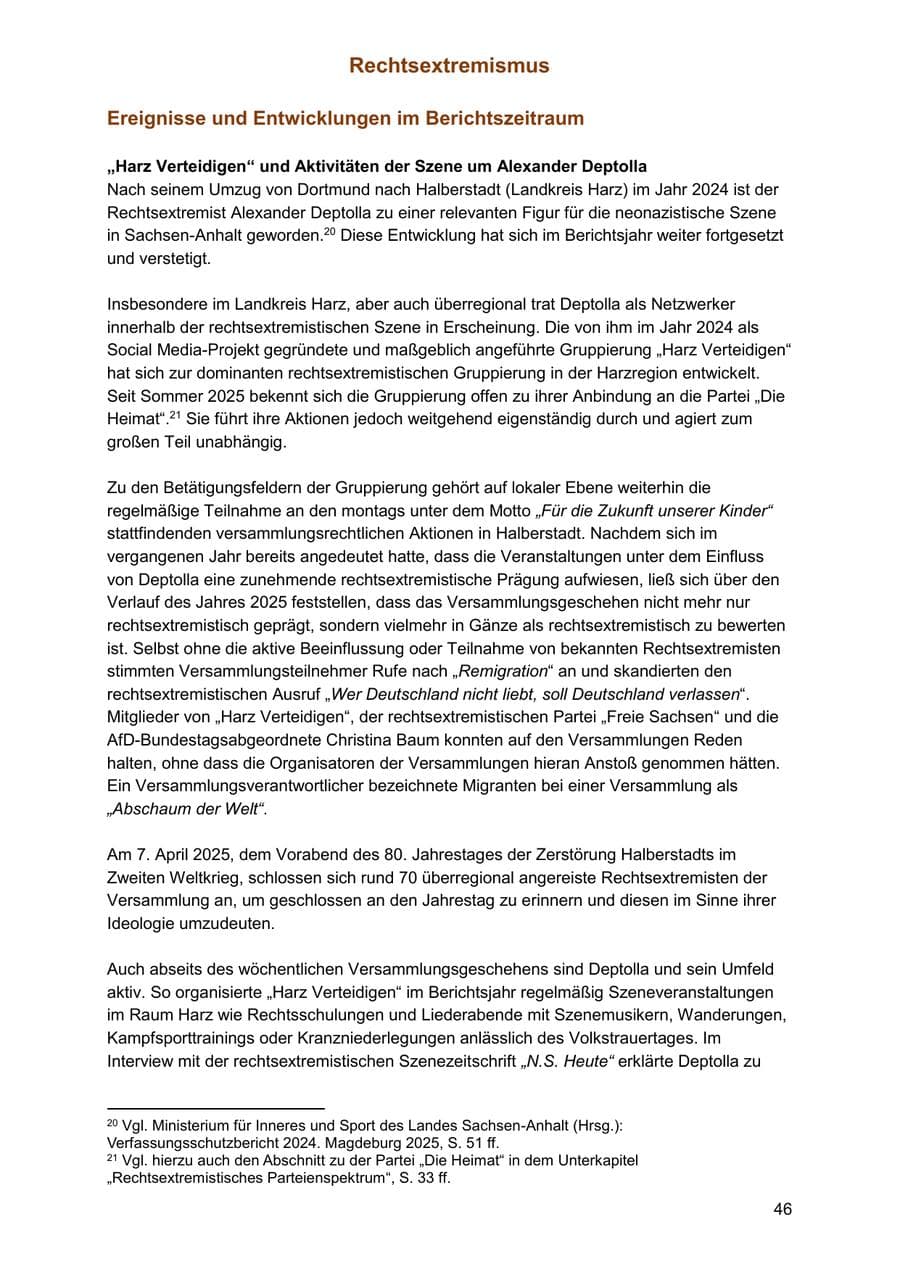 Seite 46 des Verfassungsschutzbericht 2025 Sachsen-Anhalt
