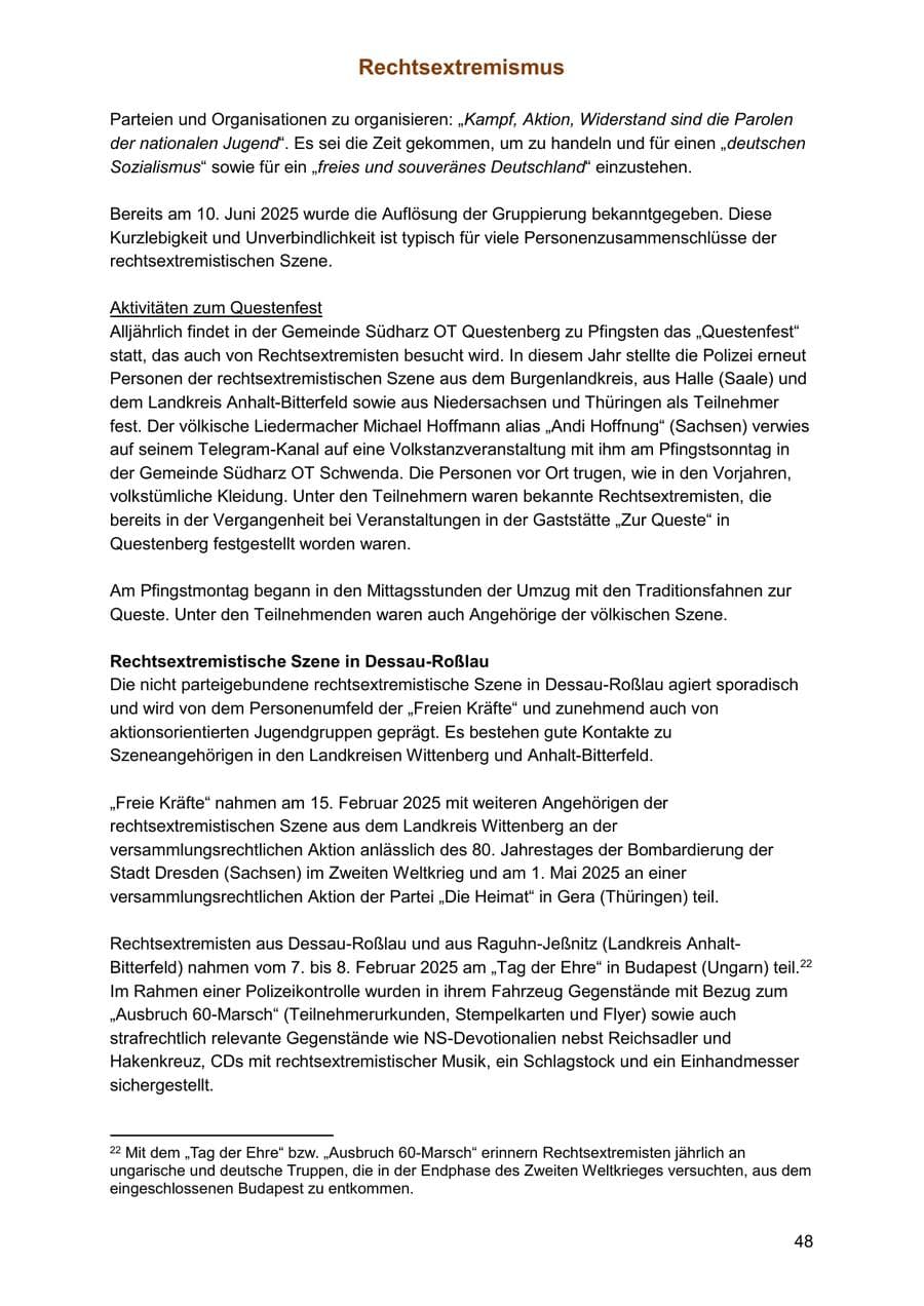Seite 48 des Verfassungsschutzbericht 2025 Sachsen-Anhalt