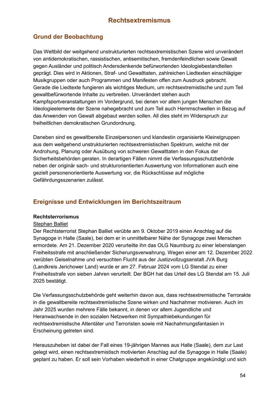 Seite 54 des Verfassungsschutzbericht 2025 Sachsen-Anhalt
