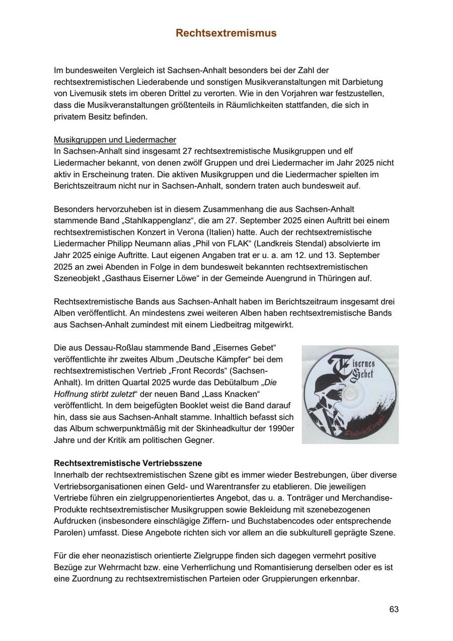 Seite 63 des Verfassungsschutzbericht 2025 Sachsen-Anhalt